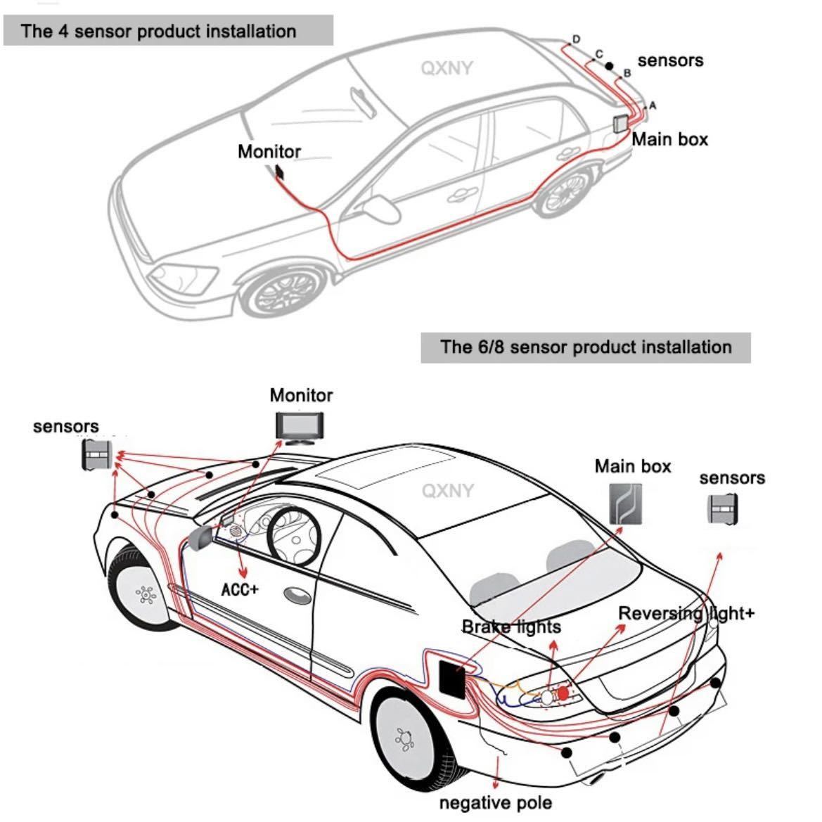 汎用 後付 クリアランスソナー 車両センサーシステム 駐車支援 8センサー シルバー_画像8