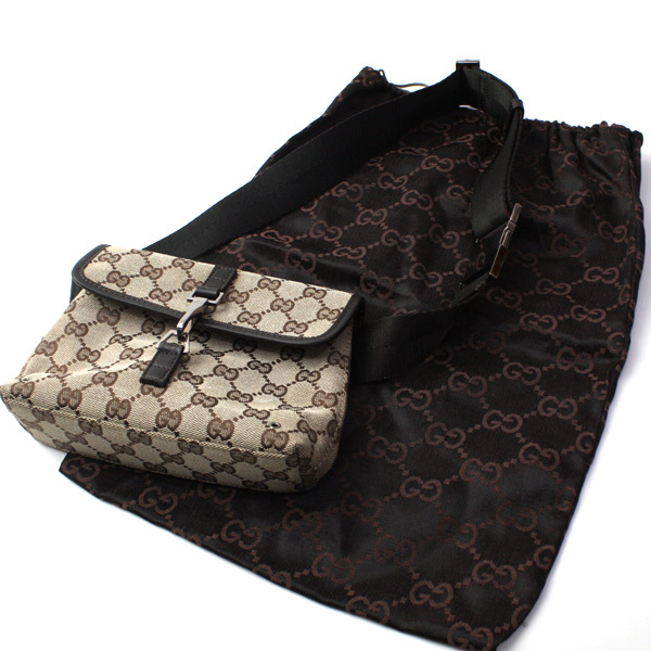 美品!GUCCI グッチ 92543 001998 GGキャンバス×レザー ボディバッグ