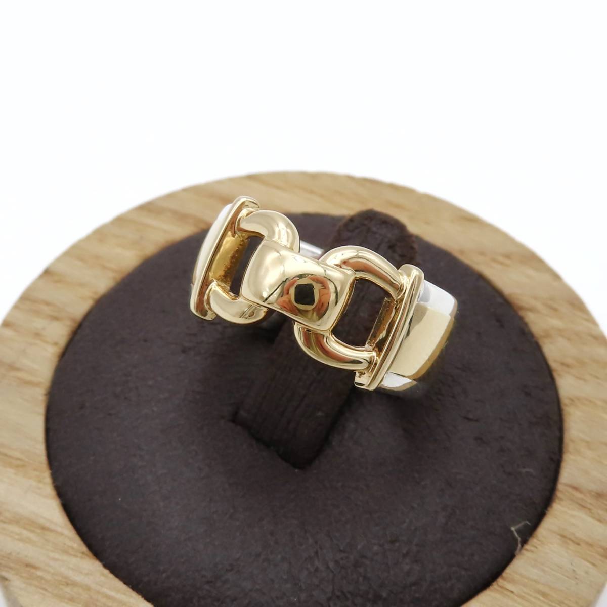  не использовался высшее редкий HERMES Hermes комбинированный шланг bit кольцо желтое золото серебряный кольцо 8.5 номер 750 K18 SV925 HH45