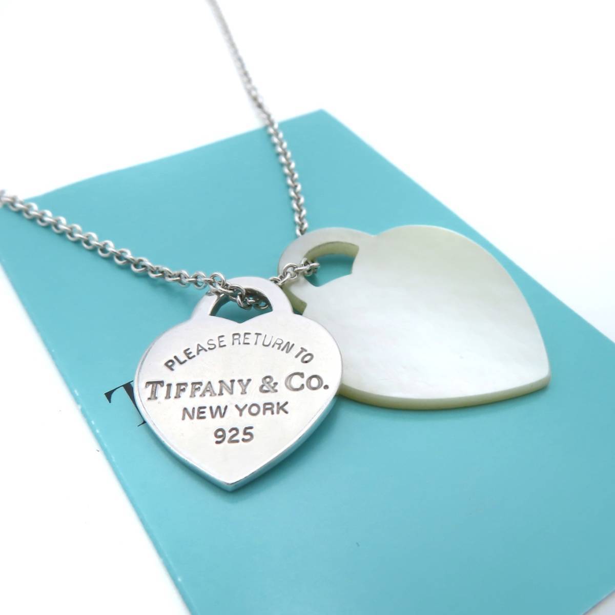 希少 美品 Tiffany&Co. ティファニー リターントゥ シェル ダブル ハート タグ シルバー ネックレス SV925 HH58