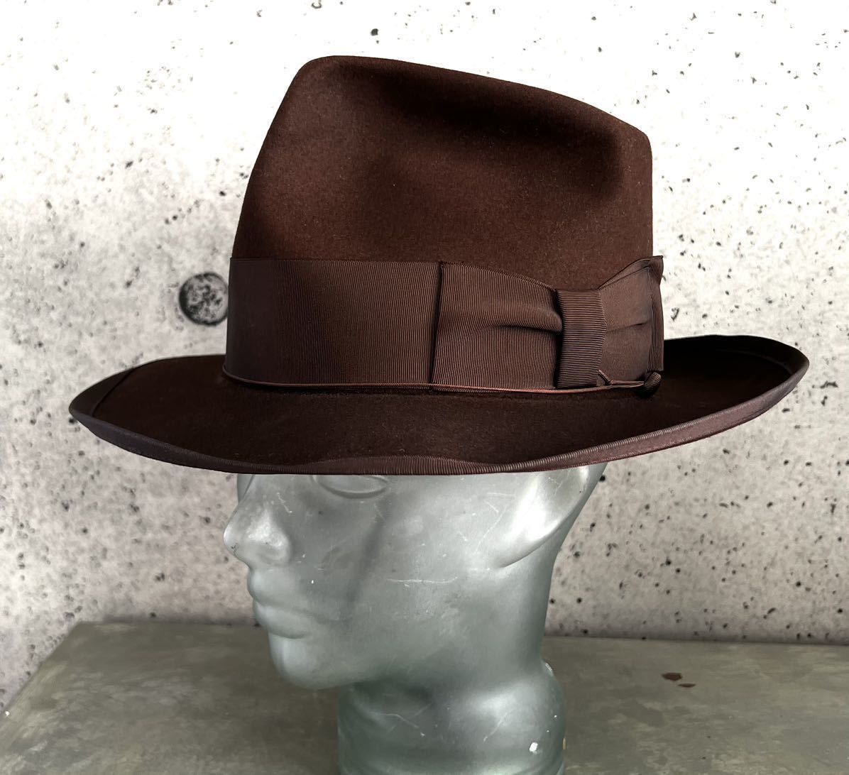 使用頻度わずか ボルサリーノ BORSALINO ハット ネイビー 57cm - 通販