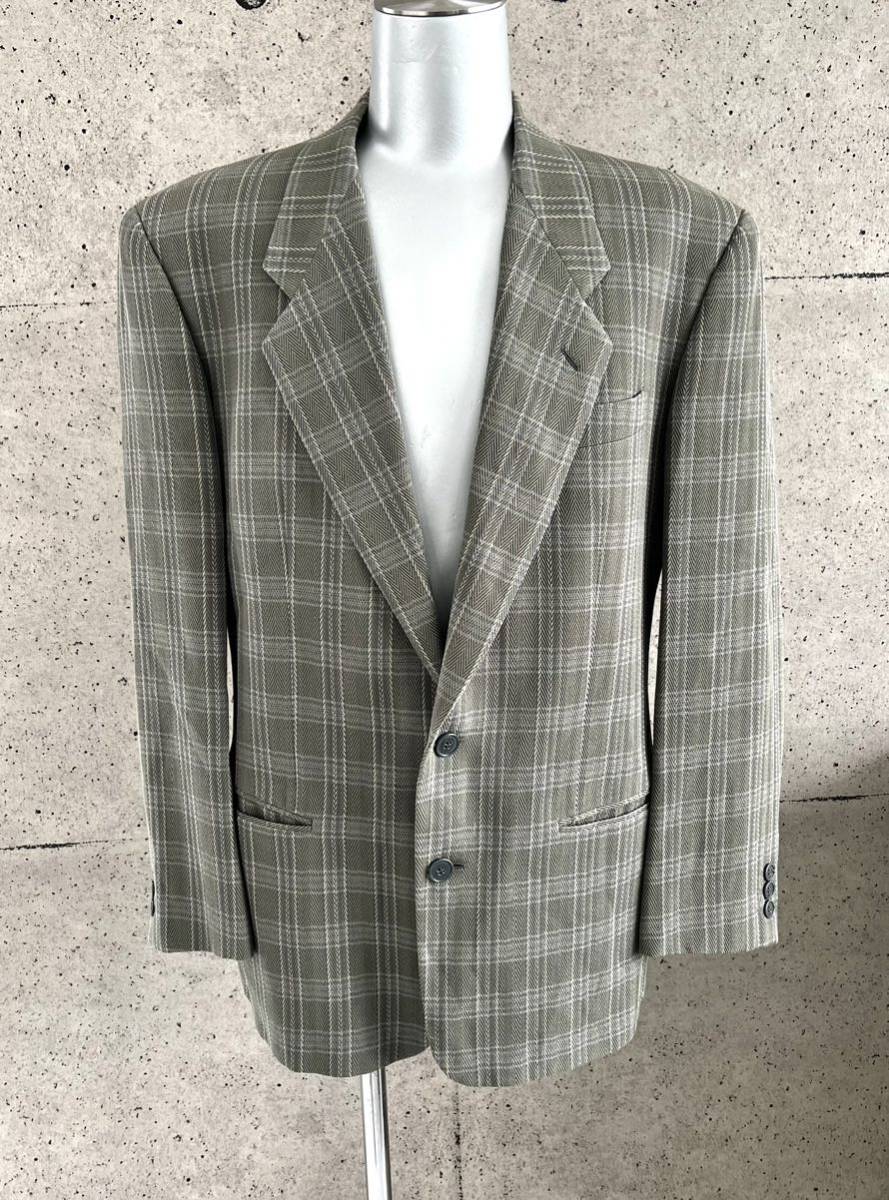 激レア 希少 美品 GIORGIO ARMANI 80s 初期 薄手 チェック柄 ビッグ サイズ テーラード ジャケット 50 XL ジョルジオアルマーニ イタリア製_画像1