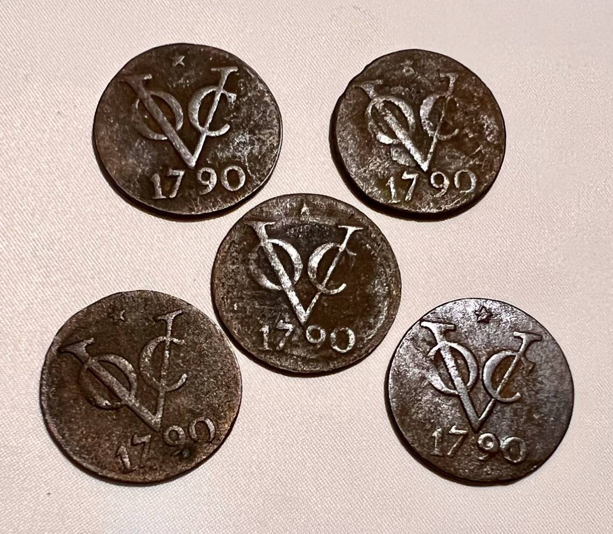 ◆1790年 東インド会社【VOC】コイン ５枚◆_画像1