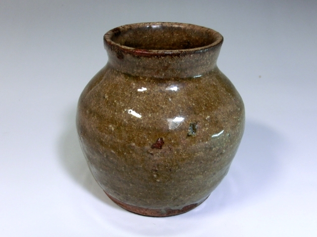 壷□無地唐津(江戸期)お歯黒壺 小壺 茶入れ 古唐津 古美術 時代物 骨董