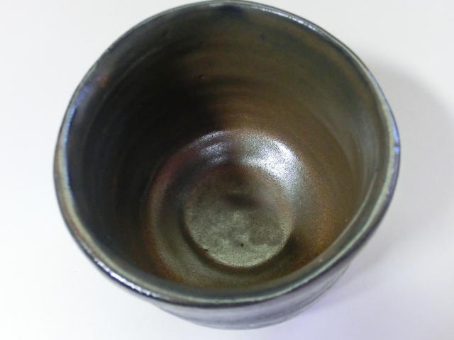  tea cup # iron . tube tea cup three ... Izumi . Echizen . Izumi water kiln . also box . tea utensils powdered green tea . author thing old fine art #