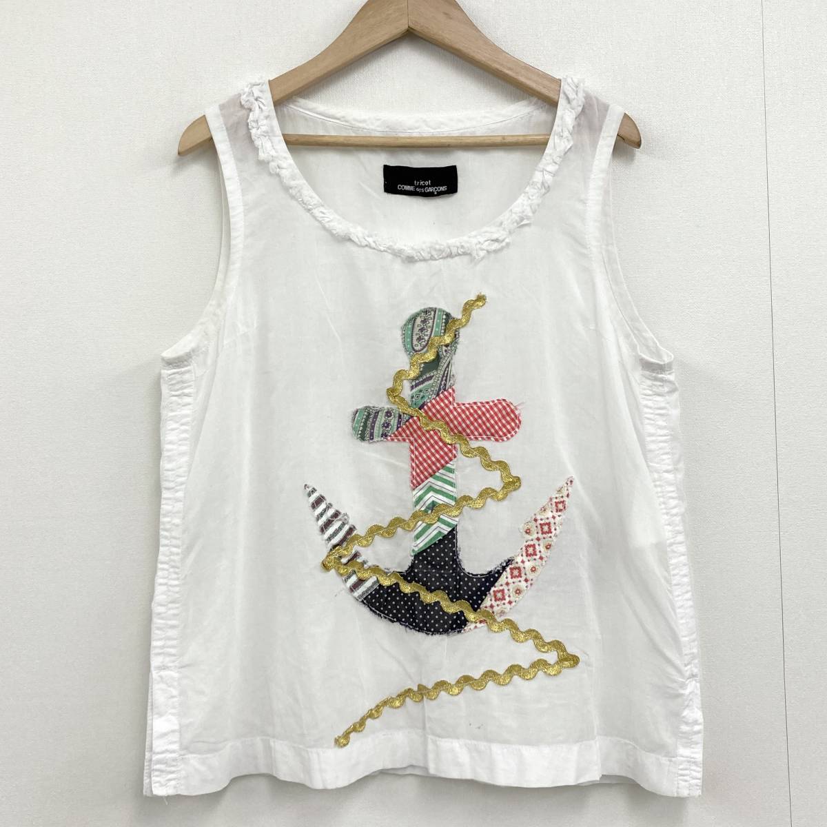 tricot COMME des GARCONS アンカー パッチワーク ノースリーブ カットソー 刺繍 トリコ コムデギャルソン キャミソール archive 3030381