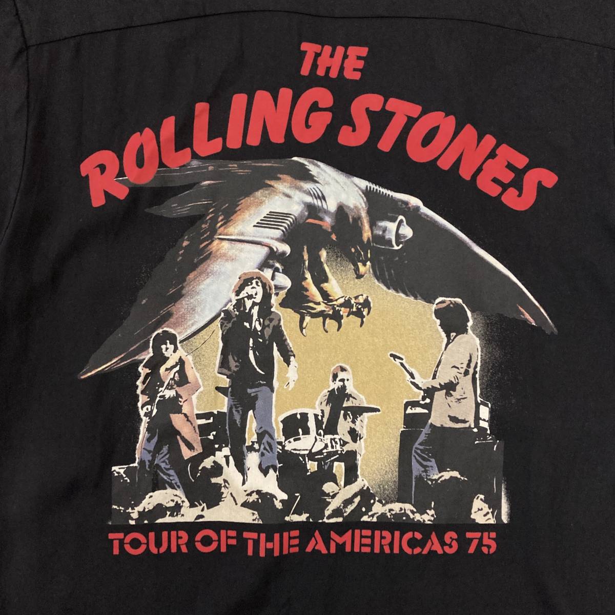 HYSTERIC GLAMOUR × The Rolling Stones искусственный шелк . воротник рубашка с коротким рукавом чёрный S Hysteric Glamour low кольцо Stone zarchive 3030395