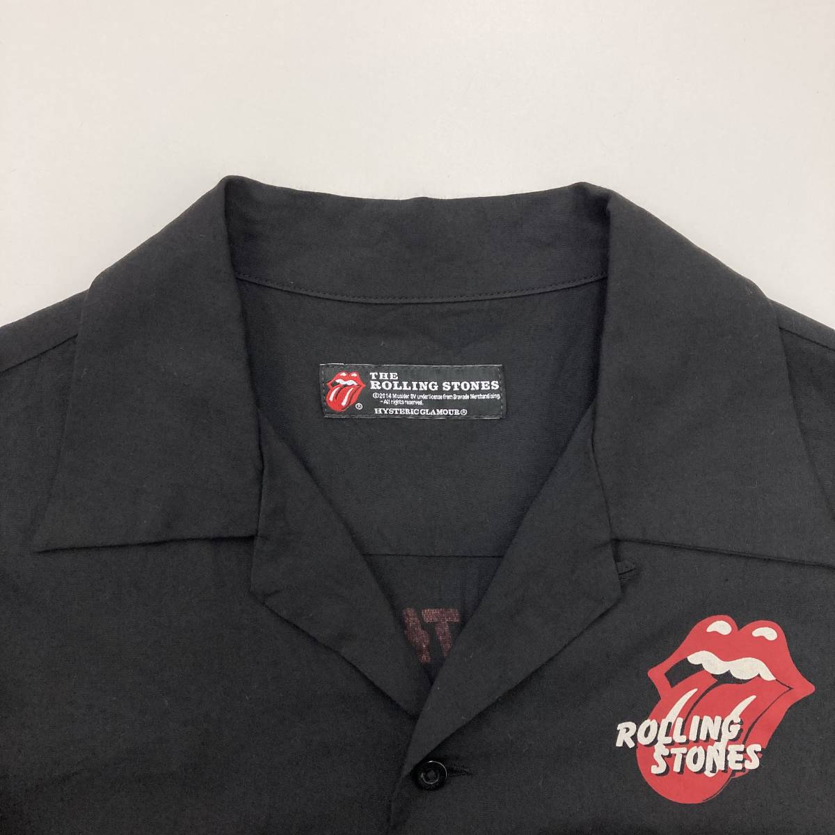 HYSTERIC GLAMOUR × The Rolling Stones искусственный шелк . воротник рубашка с коротким рукавом чёрный S Hysteric Glamour low кольцо Stone zarchive 3030395