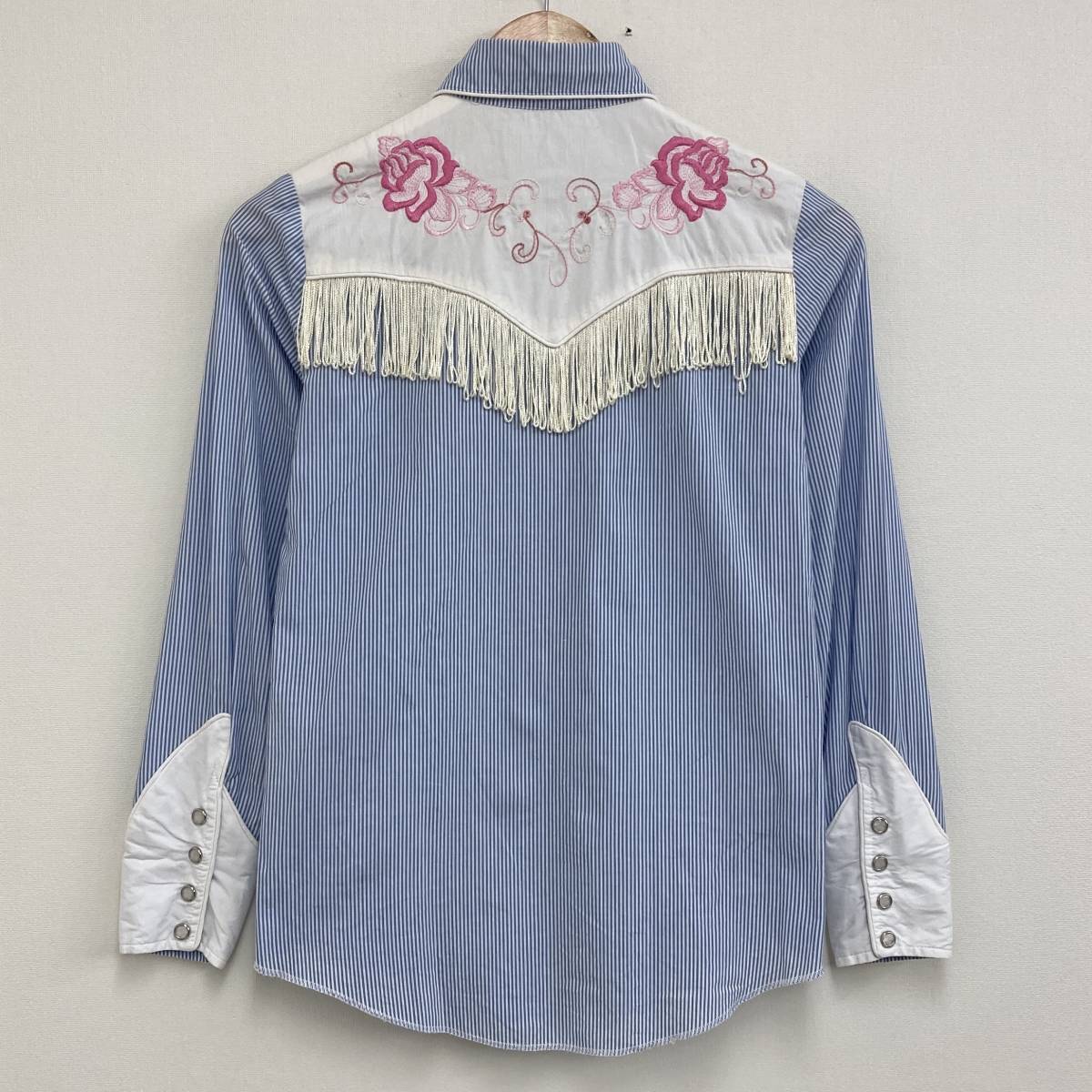 AD1999 Aoyama Comme des Garcons × H BAR C America made long sleeve western shirt fringe embroidery stripe S size 90s VINTAGE archive 1055