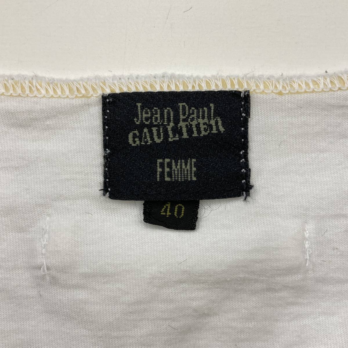 90s Jean Paul GAULTIE FEMME 刺繍 長袖 カットソー ホワイト 白 40サイズ ジャンポールゴルチエ ロンT Tシャツ VINTAGE archive 2120147 _画像4