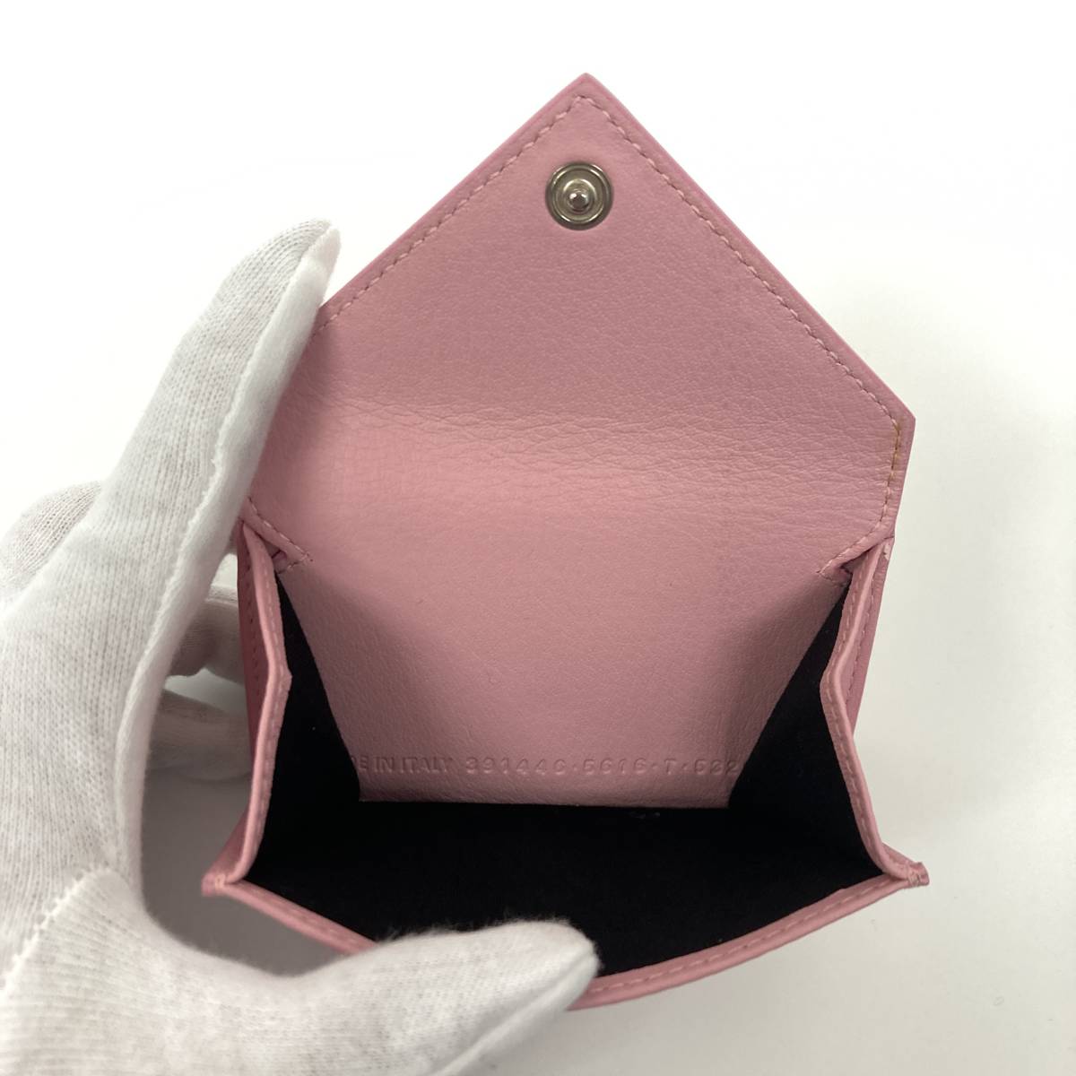 BALENCIAGA paper Mini wallet three folding purse 391446 pink 5616 leather Balenciaga compact small 2100035