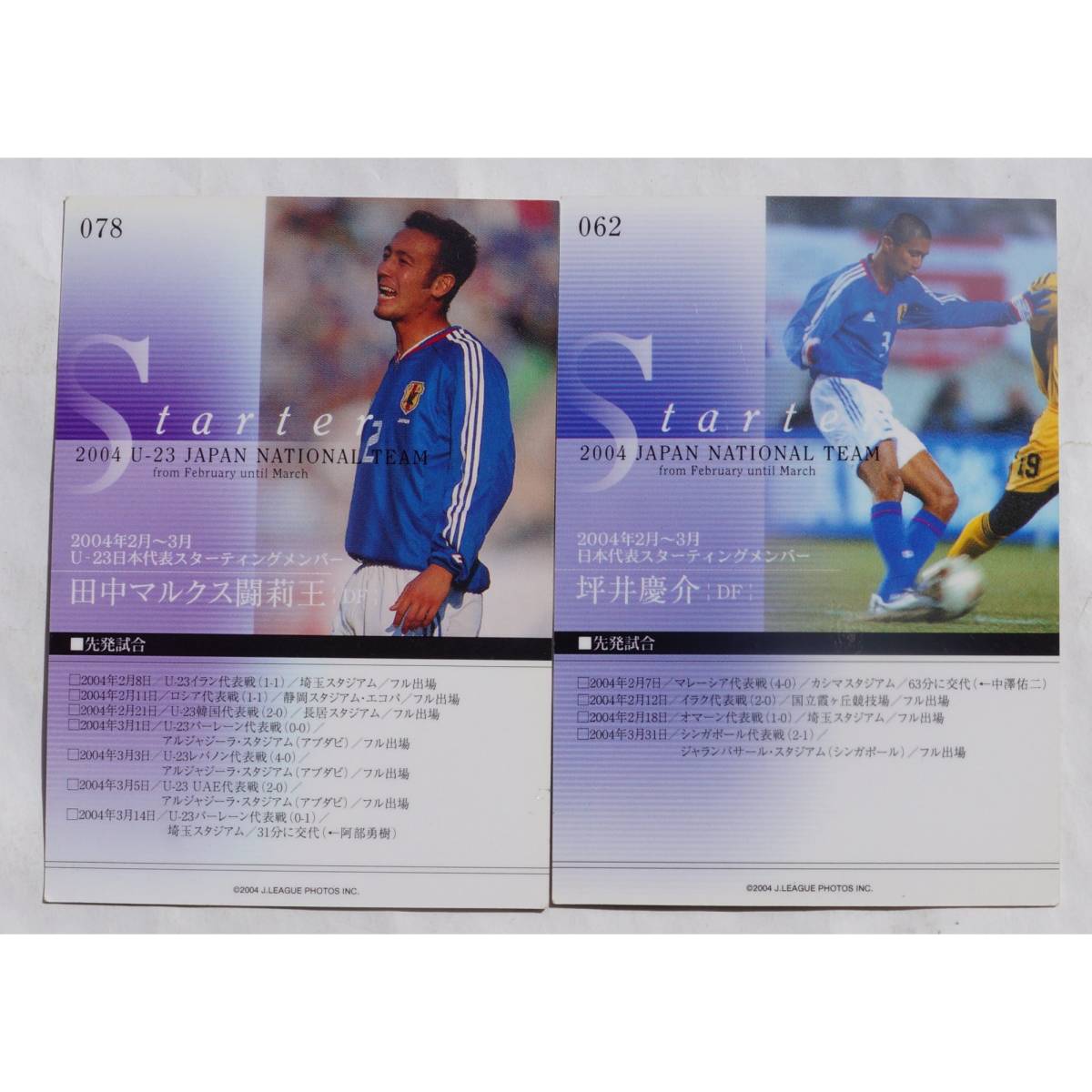 2004 год U-23 Japan National Team б/у коллекционные карточки 2 листов ( #620 )