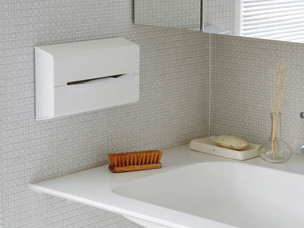 壁に貼って使える ティッシュケース 白 ホワイト ティッシュボックス おしゃれ 収納 壁面 洗面所 キッチン_画像1