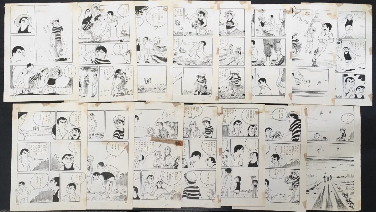 上品なブランド 真作保証品『下元克己 直筆画稿15枚 悪友 貸本劇画NO.1 掲載作品より』昭和30年代 サイン、直筆画