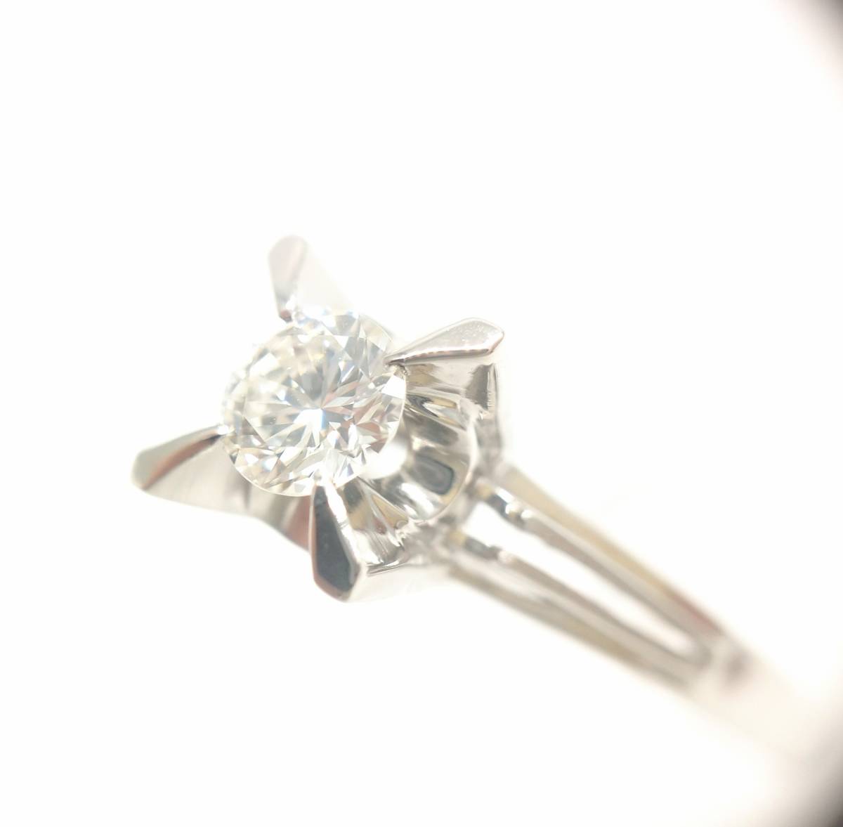 パネライ 希少 Pt850 #10.5 10.5号 ダイヤ 0.34ct 4.40g プラチナ ダイヤモンド リング 指輪 立て爪 エンゲージリング プラチナ台