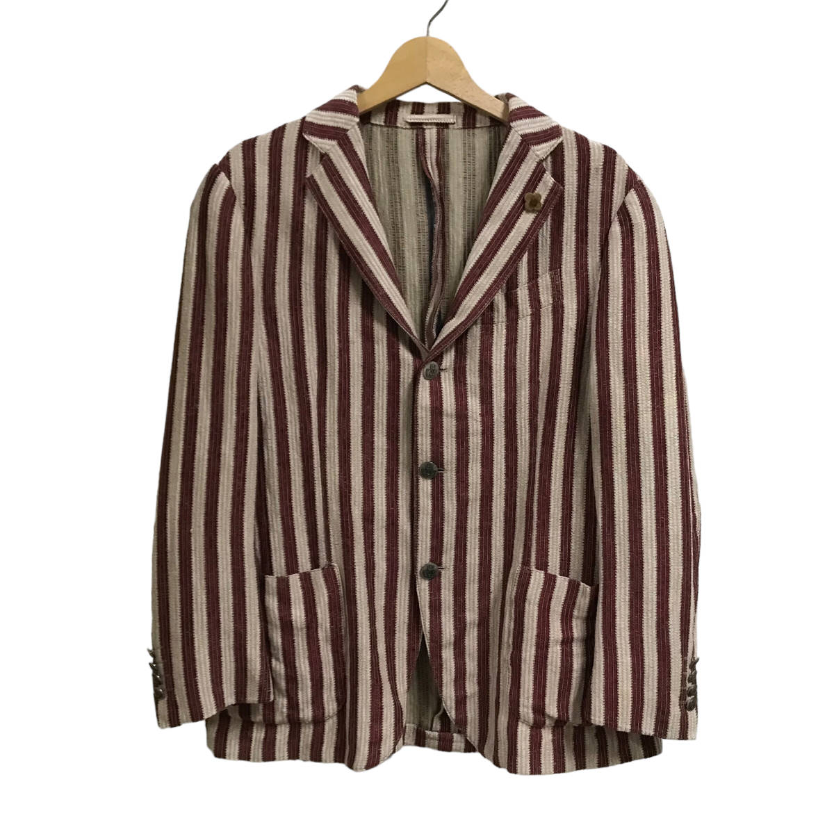 少し豊富な贈り物 ジャケット ストライプ リネン ジャケット 3B JACKET
