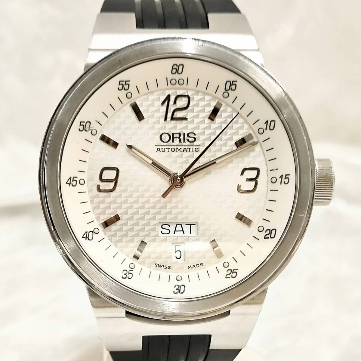 ORIS オリス 7560 裏スケ 自動巻 26-06853 デイデイト ホワイト メンズ