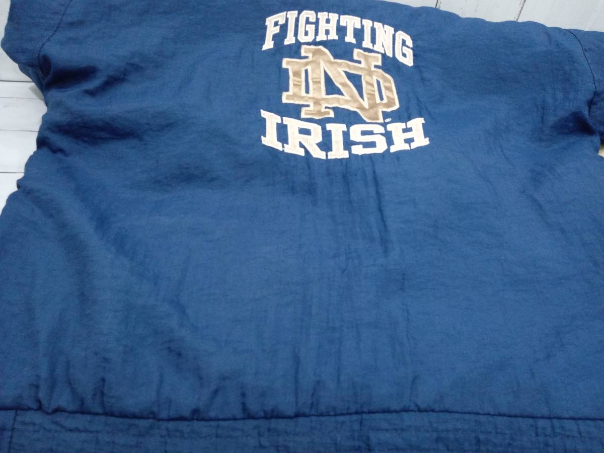 STARTER スターター NOTRE DAME FIGHTING IRISH ノートルダム大学 フーディ 中綿 ハーフジップジャケット サイズ L ネイビー 店舗受取可_画像7