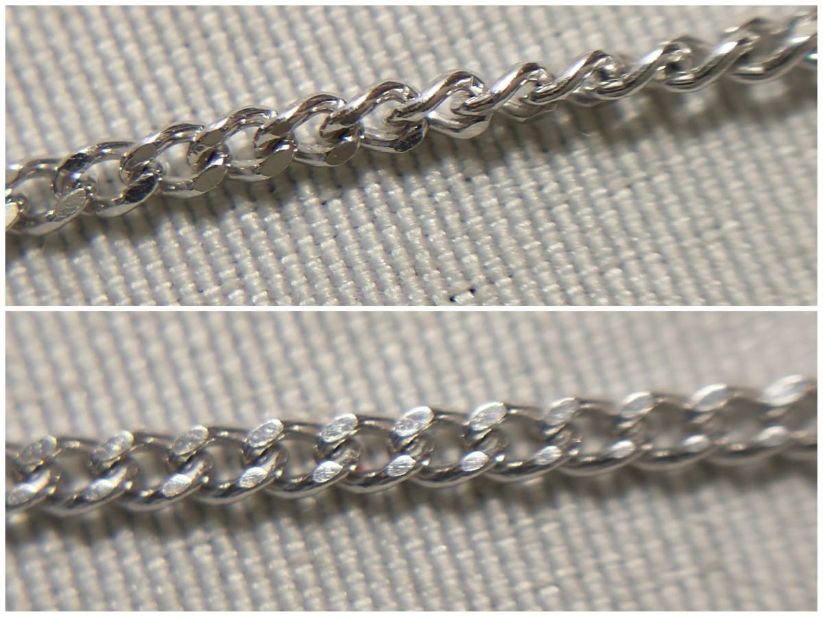 Pt850 ダイヤ付 ネックレス 40cm 3.2g 喜平チェーン 引き輪 トップH0.4×W0.4cm_画像9