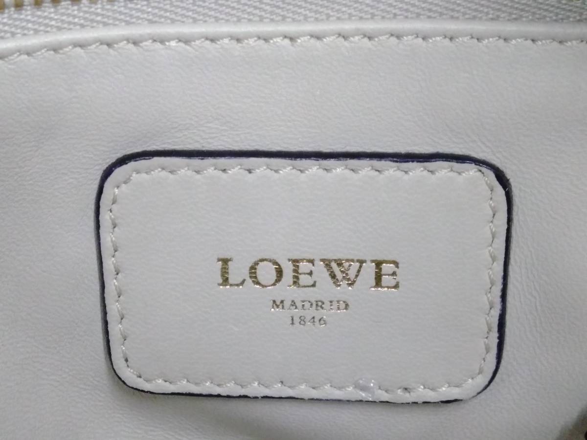 ロエベ　LOEWE／アマソナ 05-12-12／ハンドバッグ　ベージュ・茶系 保存袋・キー・南京錠付_画像5