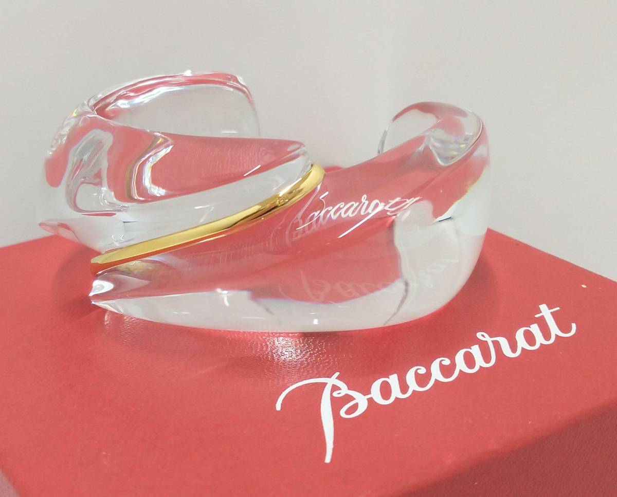 Baccarat バカラ K18 750 バングル ガラス 箱付 クリスタル ゴールド アクセサリーの画像1