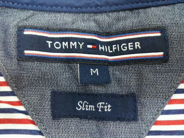TOMMY HILFIGER トミーヒルフィガー コットン ストライプシャツ 長袖シャツ スリムフィット メンズ M ネイビー×レッド×ホワイト_画像3