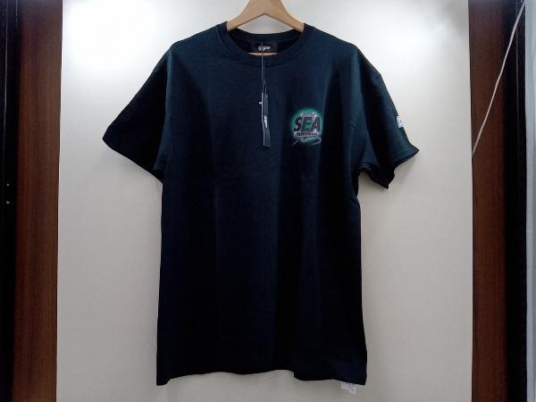 有名な高級ブランド 半袖Tシャツ WDSMY101 ウィンダンシー SEA AND [タグ/袋付き]WIND サイズL 日本製 ブラック 文字、ロゴ
