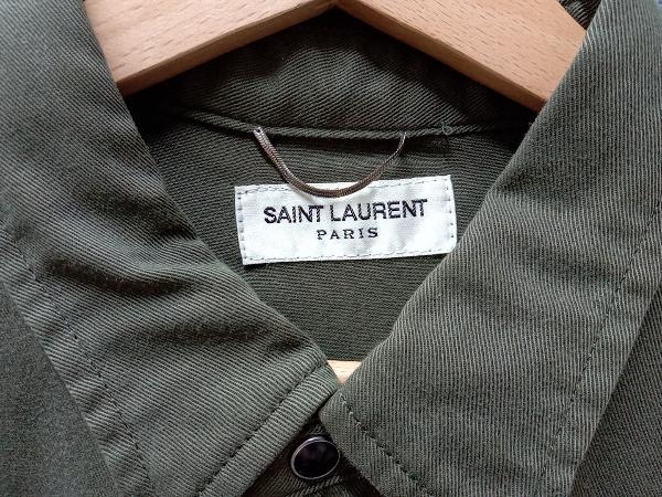 Saint Laurent 391674／イブサンローラン／メンズウエスタンシャツ／カーキ色／リヨセル／テンセル／2015SS_画像3