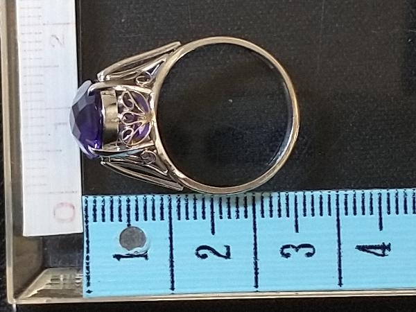 K14 14金 WG パープル 紫石 リング 指輪 ホワイトゴールド 3.5g #12 店舗受取可_画像5