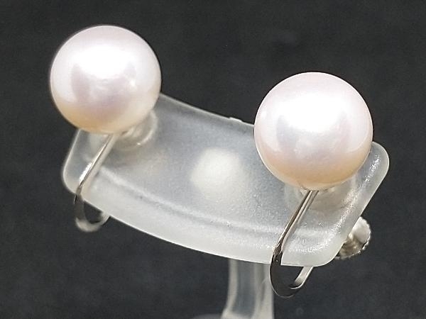 Pt900 pearl design earrings screw type platinum 8.8mm 3.1g store receipt possible 