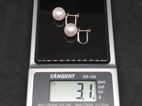 Pt900 pearl design earrings screw type platinum 8.8mm 3.1g store receipt possible 