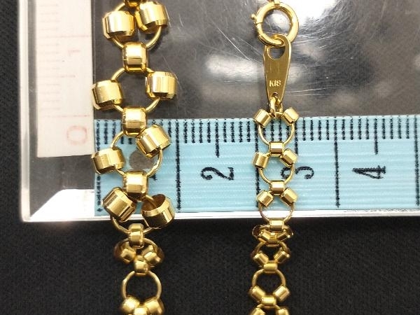 K18 18 золотой YG дизайн цепь колье желтое золото 13.6g 43cm магазин квитанция возможно 