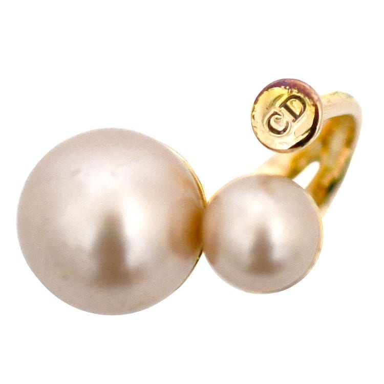 クリスチャン ディオール リング ゴールド ピンクパール 指輪 GP フェイクパール 中古 Christian Dior