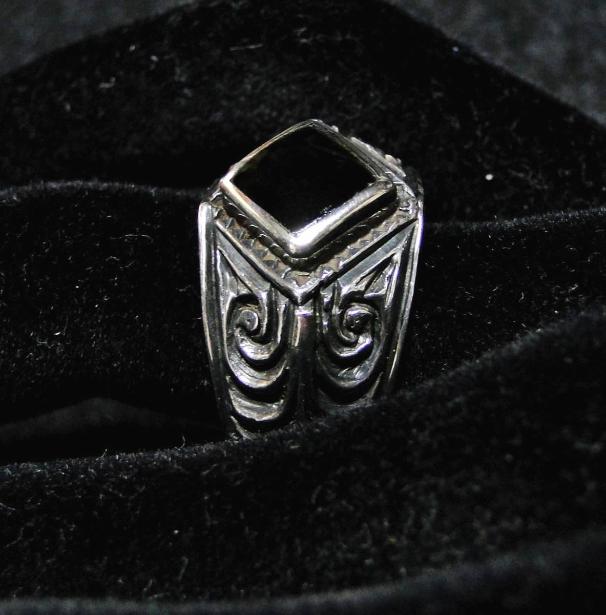 80\'s Vintage *neitib кольцо 17 номер серебряный 925 печать & черный оникс включая доставку 