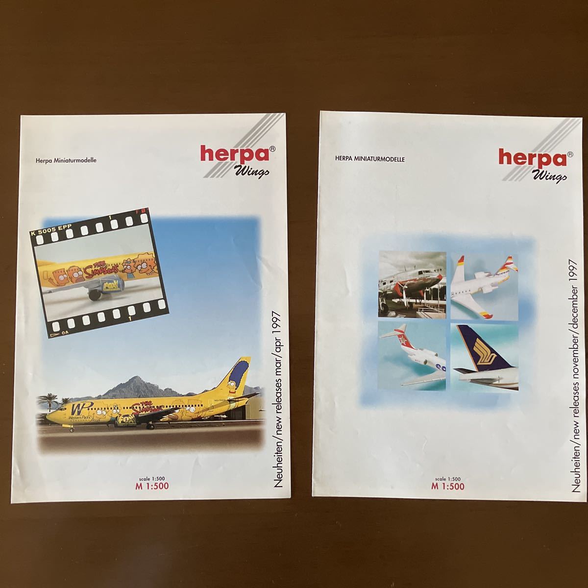 herpa Herpa wings 1997 airplane model pamphlet mar/apr 1997, november/december 1997