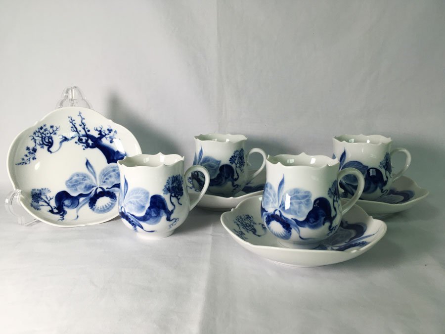 美品 Meissen マイセン ブルーオーキッド コーヒーカップ&ソーサー 4
