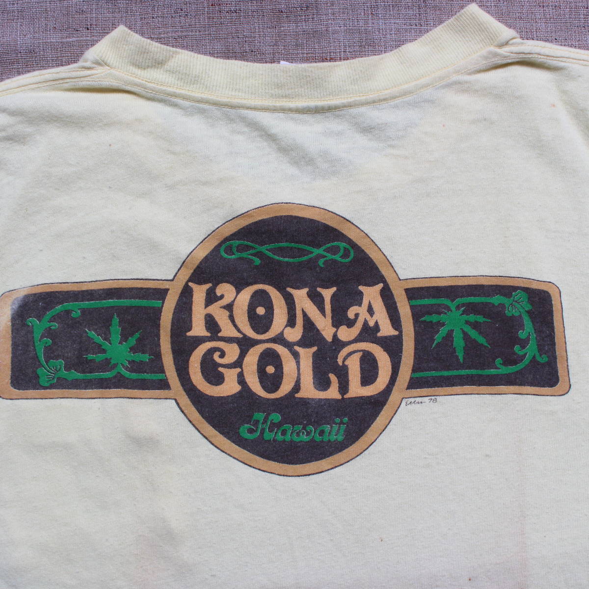1978年製 レア ハワイHawaiiヴィンテージ Tシャツ KONA GOLD アメリカUSA マリファナ 大麻 ガンジャ ジョイント コーヒーショップ 70s 古着