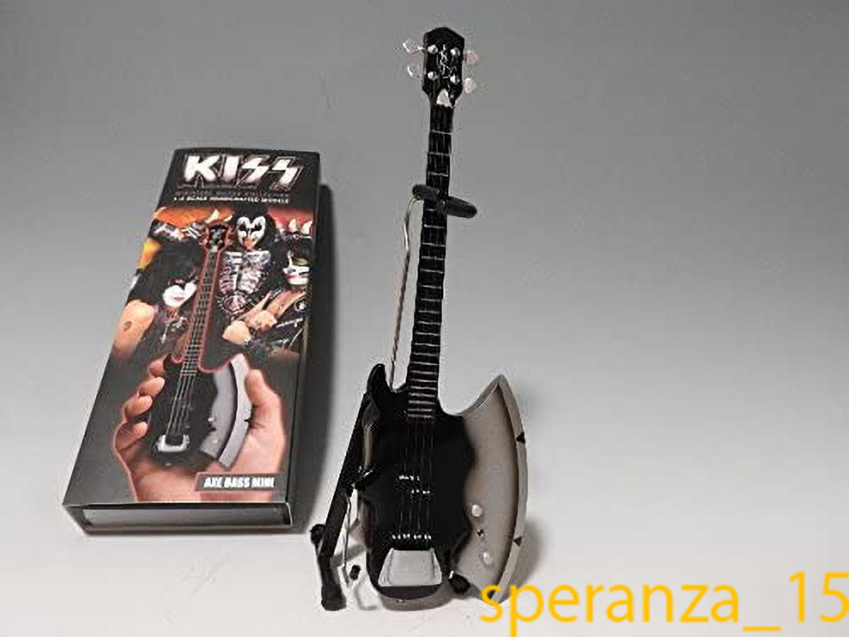 【予約受付中】 【本物志向のレプリカ】 KISS ジーン・シモンズモデル Axeベース 斧 25cm ミニチュア ベース ギター ケース付き 楽器 インテリア 置物 その他