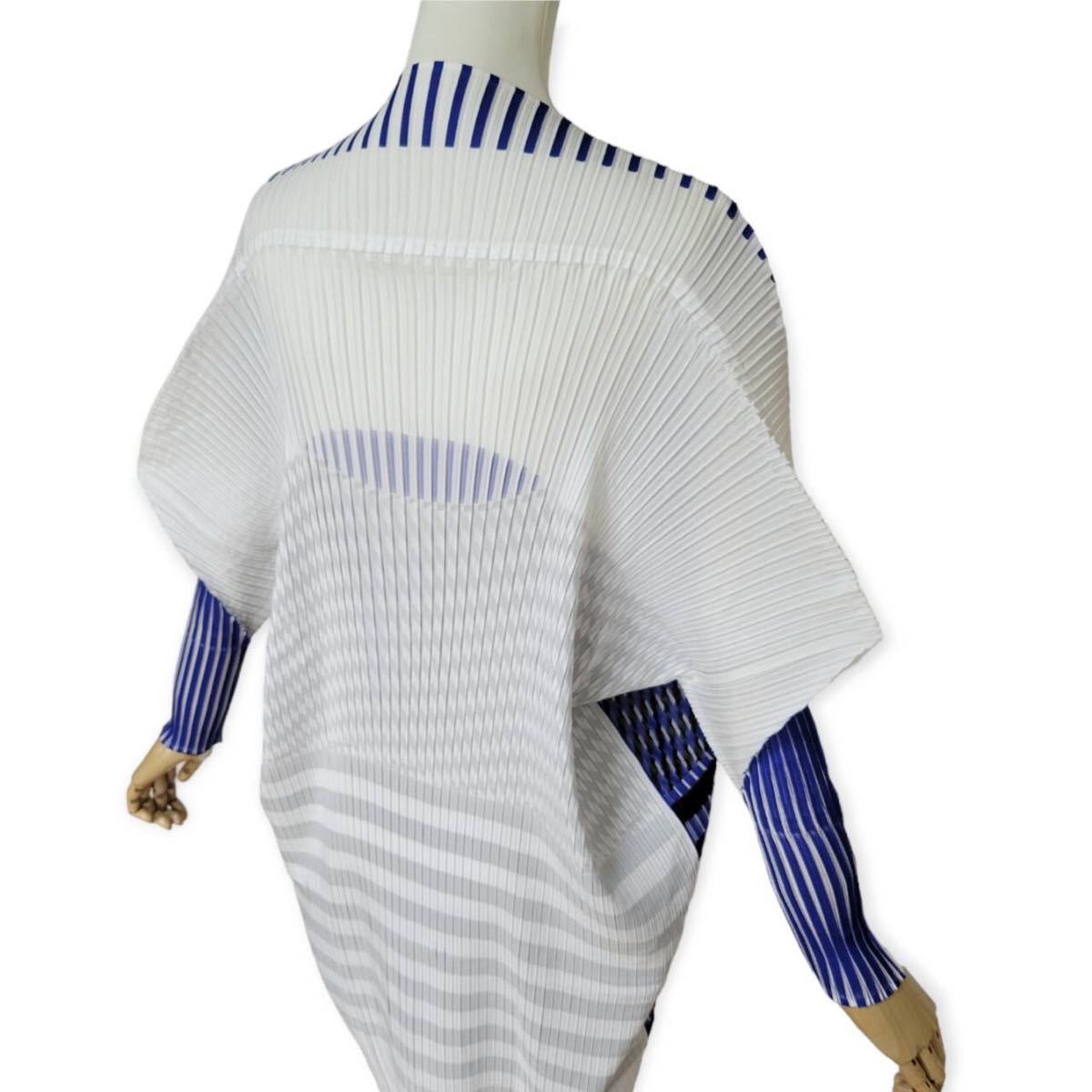 【極美品】ISSEY MIYAKE イッセイミヤケ 2013aw ランウェイ コレクション サイズ2プリーツストライプ チェック　ボーダー ロングワンピース_画像8