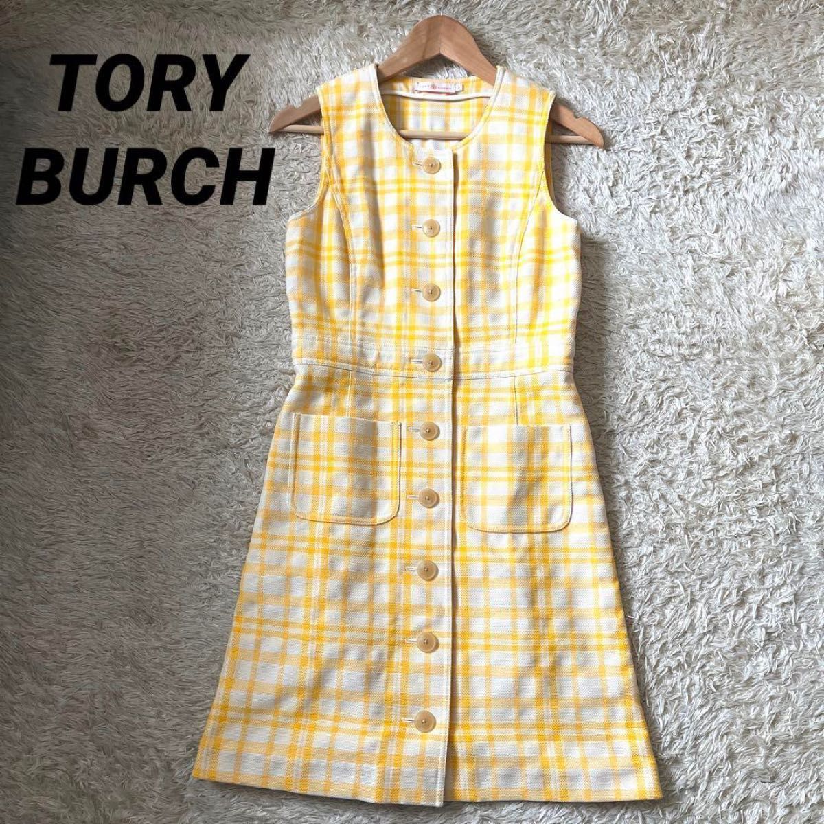 TORY BURCH トリーバーチ 膝丈ワンピース ノースリーブ ボタン