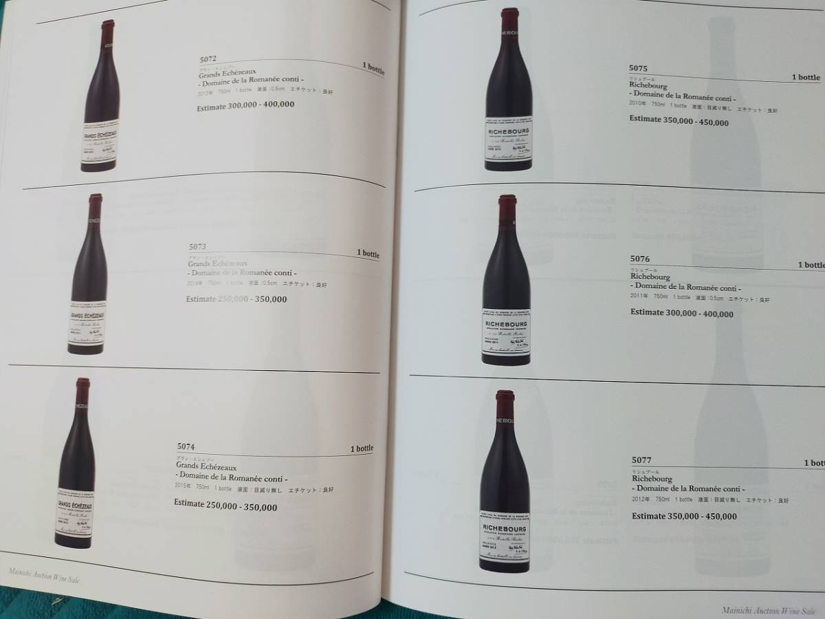競売目録 毎日オークション No735 2023.02 WINE 124点の売買データ