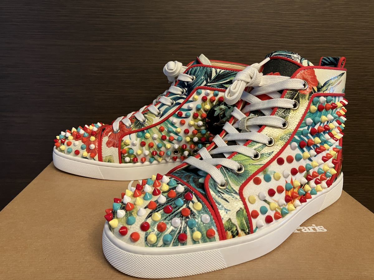 Christian Louboutin スニーカー41/26 フラワー　ハワイ　スパイク　スタッズ