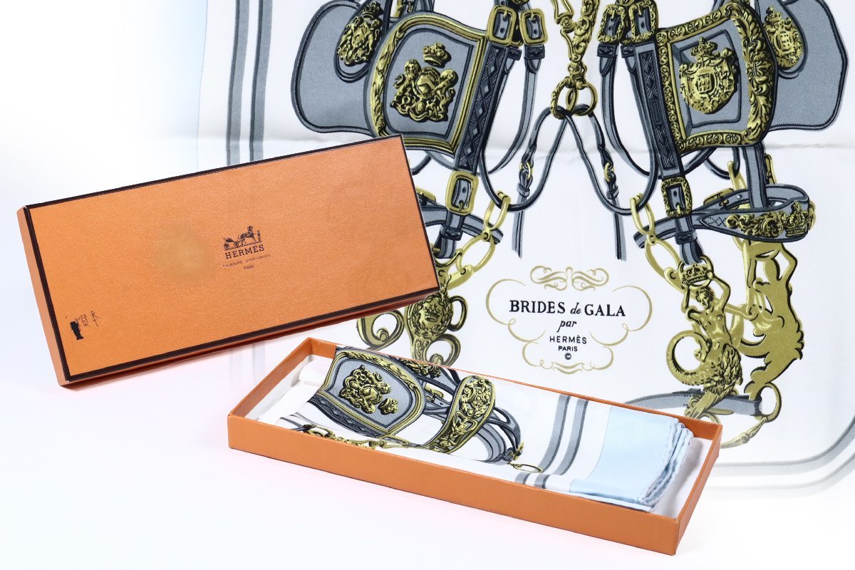 エルメス プチカレ BRIDES de GALA ガウロッシュ 箱付き / HERMES 式典用馬勒 スカーフの画像1