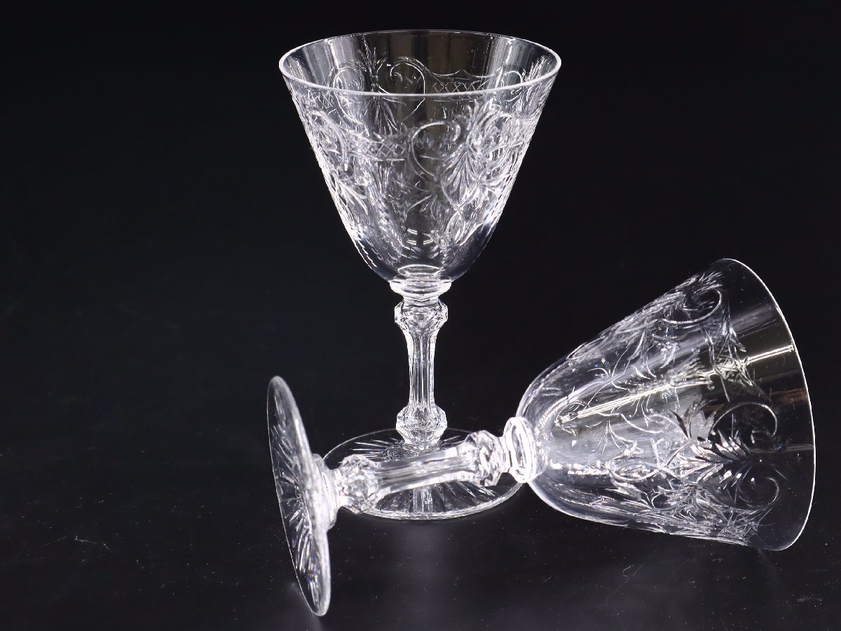 オールドバカラ マレンヌ ワイングラス 2客 12.5cm (2) / Baccarat Marenne ペア クリスタルガラス_画像7