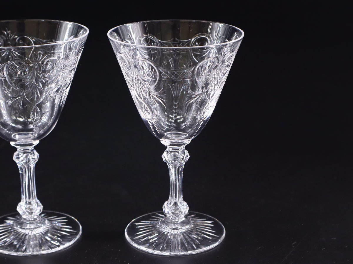 オールドバカラ マレンヌ ワイングラス 2客 12.5cm (2) / Baccarat Marenne ペア クリスタルガラス_画像1