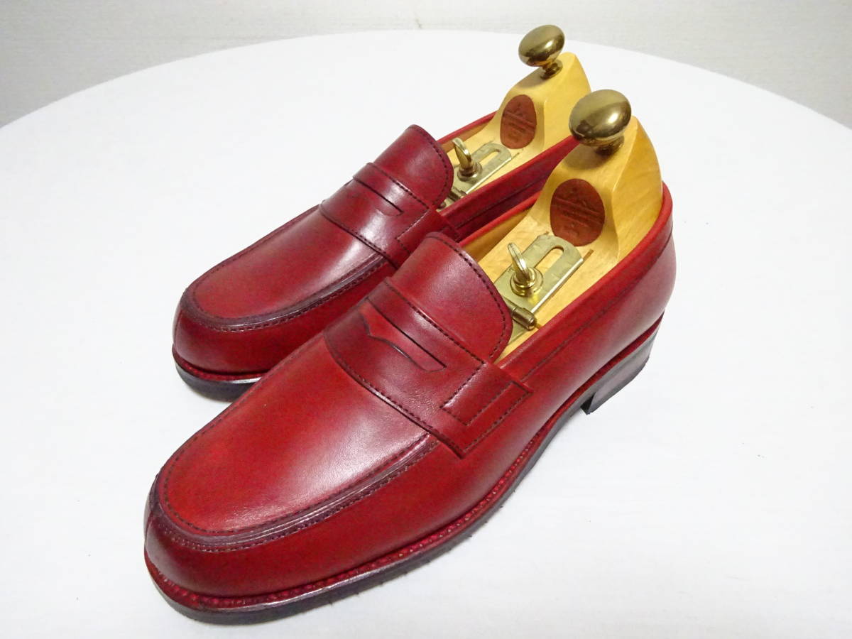 YANKOyanko coin Loafer leather Loafer U chip Loafer SPAIN made unused goods storage goods size 5.5 24cm rank red red 