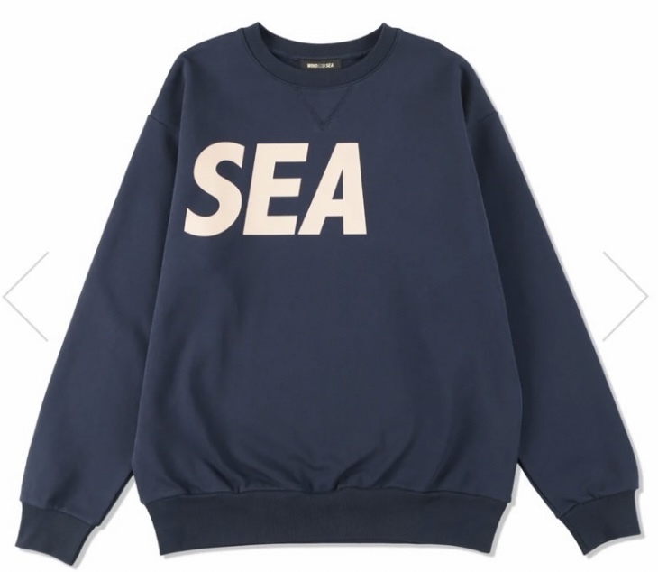 新品 即決 Lサイズ WIND AND SEA WDS SEA CREW NECK Navy Ecru ウィンダンシー スウェット クルーネック ネイビー_画像1