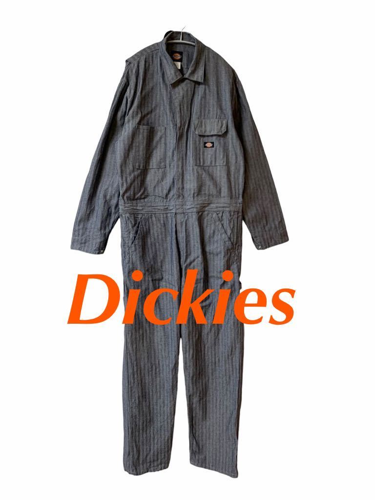 極美品 ビッグサイズ Dickies ヘリンボーン つなぎ オールインワン 2013製 ディッキーズ 長袖 ワーク カバーオール メンズ オーバーオール