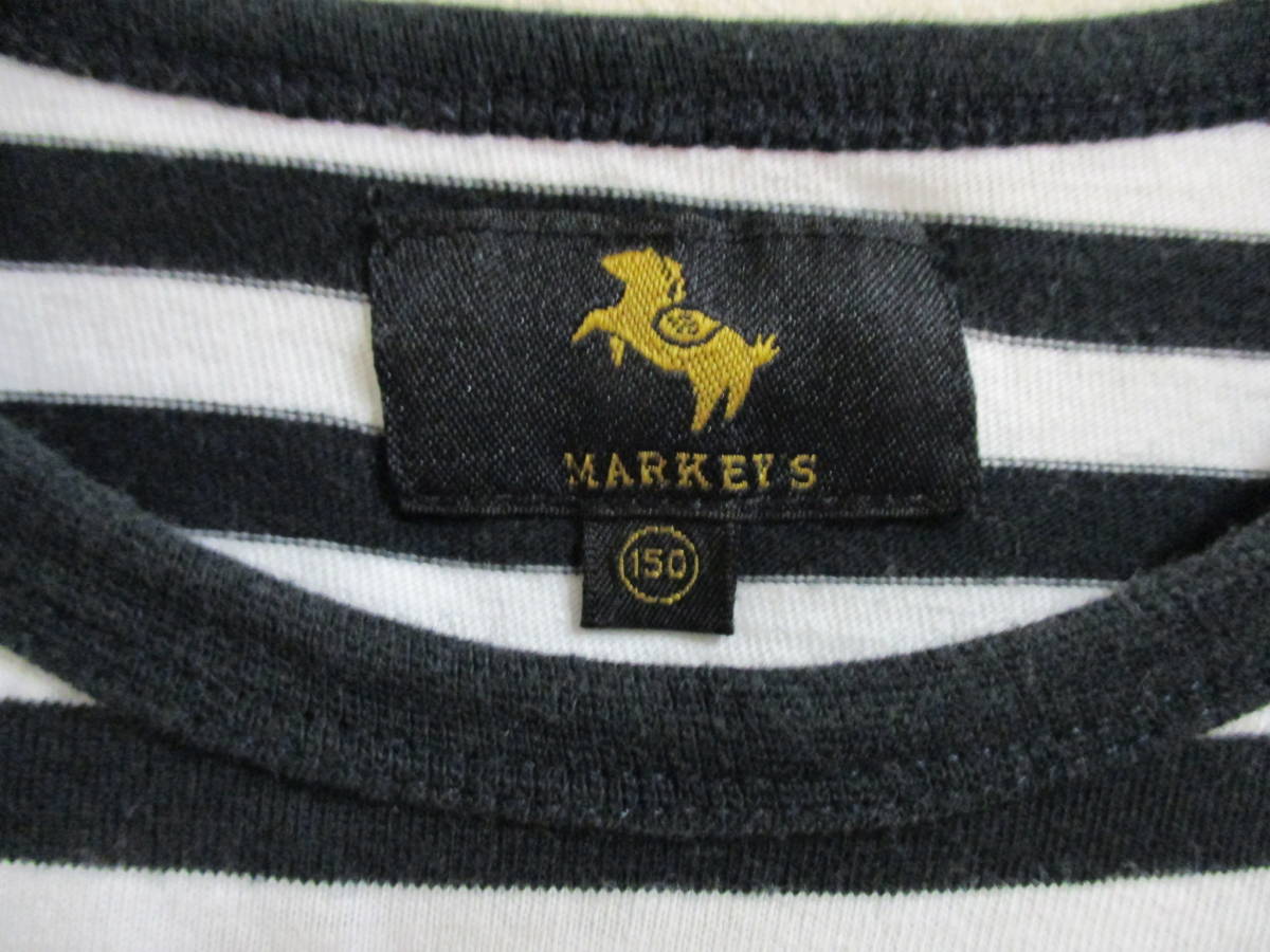 マーキーズ Markey's 長袖 カットソー 150 ボーダー ポケット_画像3