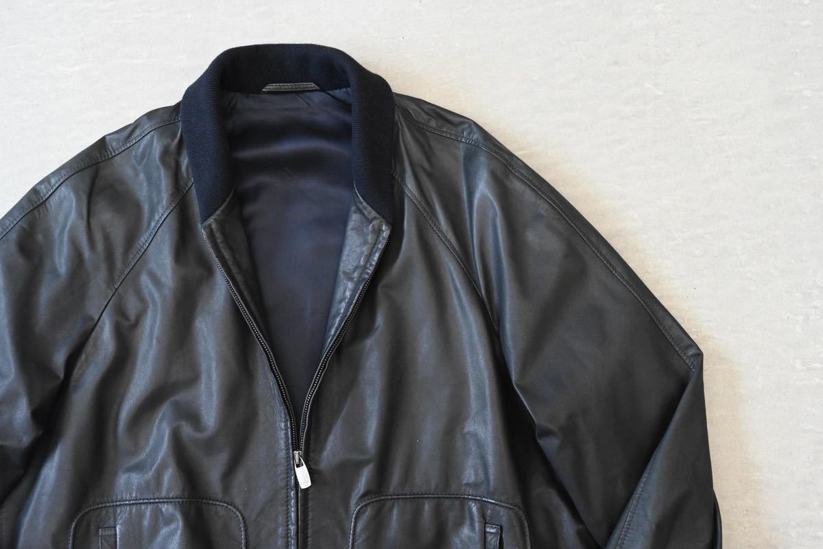 きれい ダンヒル レザーMA1 ボンバージャケット Lネイビー Dunhill